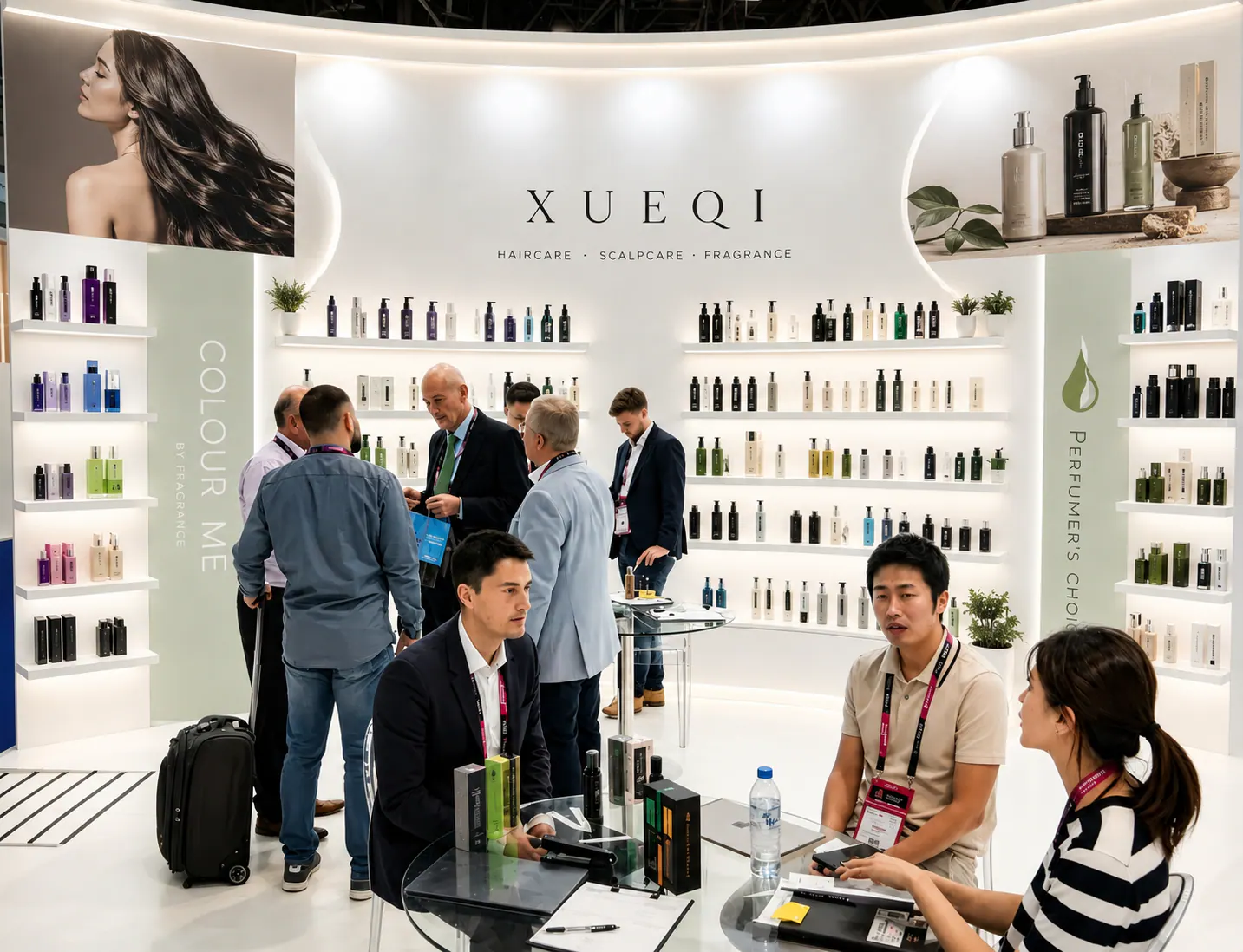 Exhibition conversation with overseas visitors at the booth